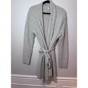 SKIMS Cozy Knit Cardigan Robe With Tie Gray Teddy Fleece Size L/XL